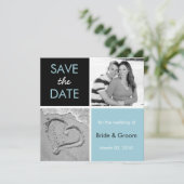 Turquoise en Black Save the Date Photo Cards (Staand voorkant)