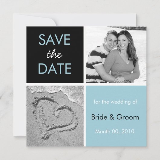 Turquoise en Black Save the Date Photo Cards (Voorkant)