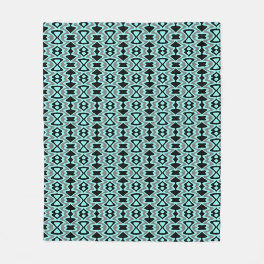 Turquoise en Black Unique Pattern Fleece Deken (Voorkant)