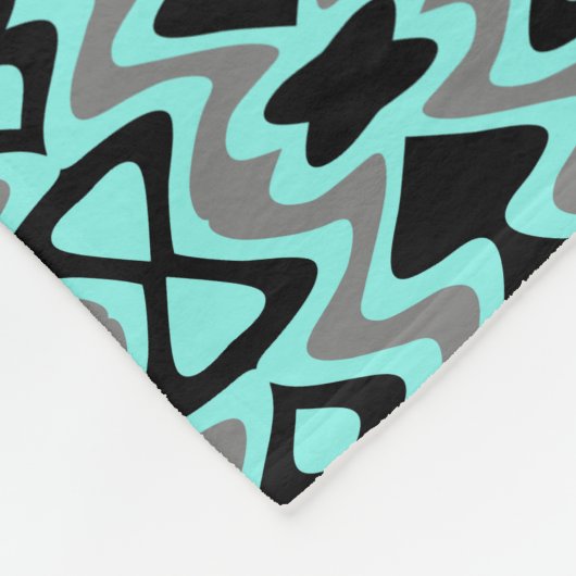 Turquoise en Black Unique Pattern Fleece Deken (Hoek)