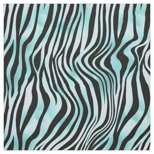 Turquoise en Black Zebra Stof (Swatch)