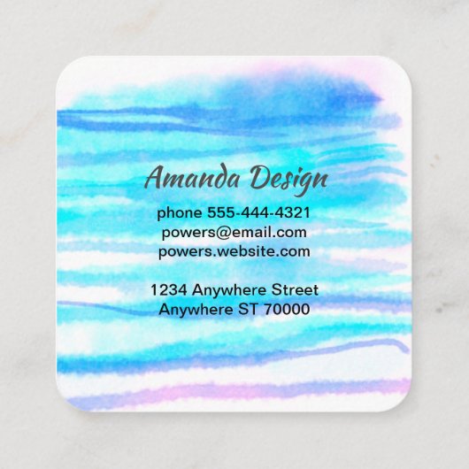 turquoise en blauw abstract vierkante visitekaartje (Achterkant)