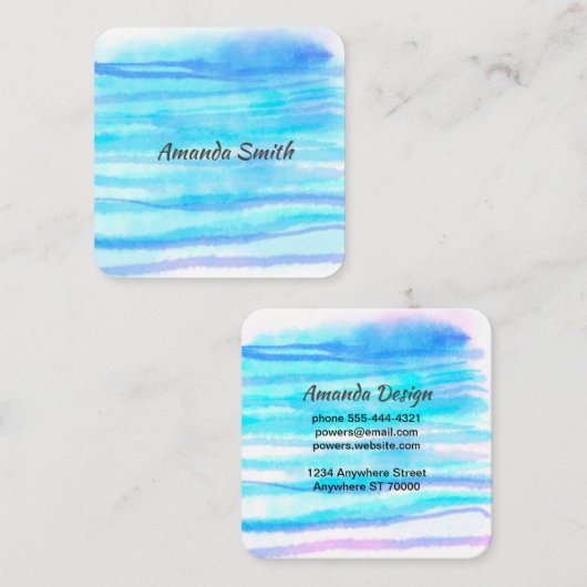 turquoise en blauw abstract vierkante visitekaartje (Voorkant / Achterkant)