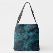 Turquoise en Blauw Marmer Abstract Crossbody Tas (Achterkant)