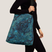Turquoise en Blauw Marmer Abstract Crossbody Tas (Dichtbij)