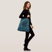 Turquoise en Blauw Marmer Abstract Crossbody Tas (Op model)