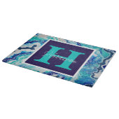 Turquoise en Blauw Marmer Gepersonaliseerd Snijplank (Hoek)