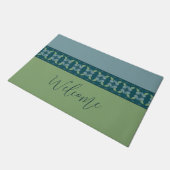 Turquoise en blauw met groen deurmat (Schuin)