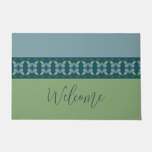 Turquoise en blauw met groen deurmat (Voorkant)