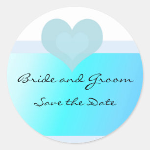 Turquoise en Blauwe Bewaar de Datum Ronde Sticker