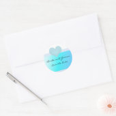 Turquoise en Blauwe Bewaar de Datum Ronde Sticker (Envelop)