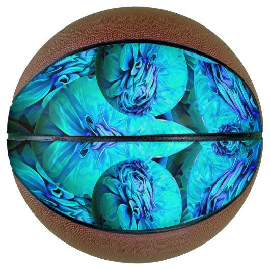 Turquoise en blauwe bollen in 3D - koel Basketbal (Voorkant)
