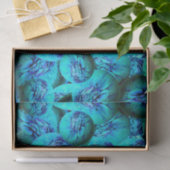Turquoise en blauwe bollen in 3D-optica Tissuepapier (Geschenk)