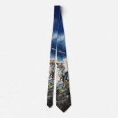 Turquoise en Blauwe Fantasie Draak Bruidsjonker Stropdas (Achterkant)