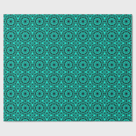 Turquoise en blauwe Kaleidoscoop Fractal Patroon Cadeaupapier