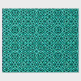 Turquoise en blauwe Kaleidoscoop Fractal Patroon Cadeaupapier
