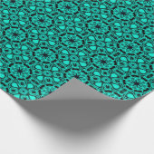 Turquoise en blauwe Kaleidoscoop Fractal Patroon Cadeaupapier (Hoek)