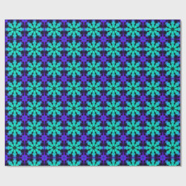 Turquoise en blauwe Kaleidoscoop Fractal Patroon Cadeaupapier