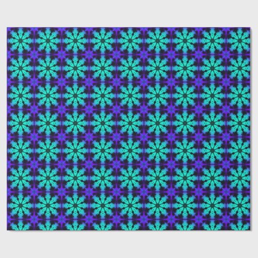 Turquoise en blauwe Kaleidoscoop Fractal Patroon Cadeaupapier (Vlak)