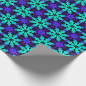 Turquoise en blauwe Kaleidoscoop Fractal Patroon Cadeaupapier (Hoek)