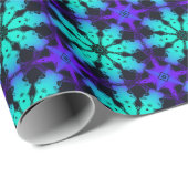 Turquoise en blauwe Kaleidoscoop Fractal Patroon Cadeaupapier (Rol Hoek)