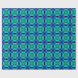 Turquoise en blauwe Kaleidoscoop Fractal Patroon Cadeaupapier