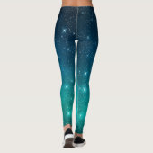 Turquoise en blauwe verloop sterrenhemel leggings (Achterkant)