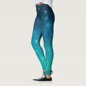 Turquoise en blauwe verloop sterrenhemel leggings (Links)