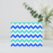 Turquoise en blauwe zigzag briefkaart (Staand voorkant)