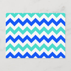 Turquoise en blauwe zigzag briefkaart