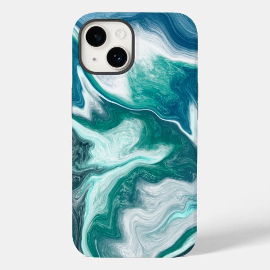 Turquoise en Blauwgroen Beachy Waves Case-Mate iPhone Case (Achterkant)