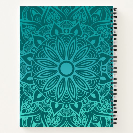 Turquoise en Blauwgroen Mandala Life Coach Notitieboek (Achterkant)