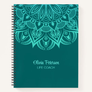 Turquoise en Blauwgroen Mandala Life Coach Notitieboek