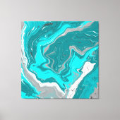 Turquoise en Blauwgroen marmer Fluid Art Canvas Afdruk (Voorkant)