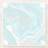 Turquoise en Blauwgroen marmer Fluid Art Glazen Onderzetter (Achterkant)