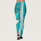 Turquoise en Blauwgroen marmer Fluid Art Leggings (Achterkant)