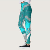 Turquoise en Blauwgroen marmer Fluid Art Leggings (Links)