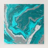Turquoise en Blauwgroen marmer Fluid Art Legpuzzel (Verticaal)