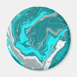 Turquoise en Blauwgroen marmer Fluid Art Magneet
