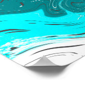 Turquoise en Blauwgroen marmer Fluid Art Poster (Hoek)