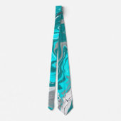 Turquoise en Blauwgroen marmer Fluid Art Stropdas (Achterkant)