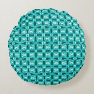 Turquoise en Blauwgroen Shibori Plaid Rond Kussen