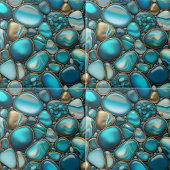 Turquoise en Blauwgroen stenen met gouden contoure Tegeltje