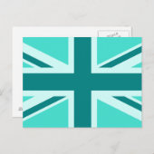 Turquoise en Blauwgroen Union Jack 2 Briefkaart (Voorkant / Achterkant)