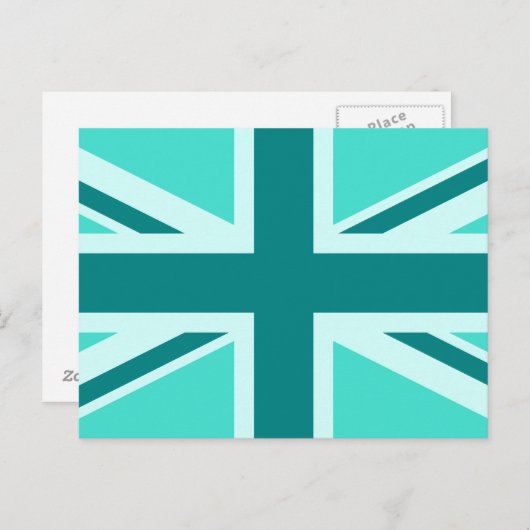 Turquoise en Blauwgroen Union Jack 2 Briefkaart (Voorkant / Achterkant)