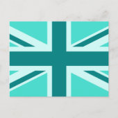 Turquoise en Blauwgroen Union Jack 2 Briefkaart (Voorkant)