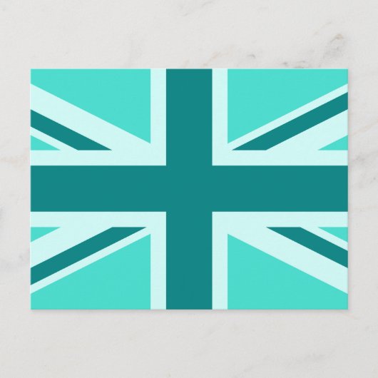 Turquoise en Blauwgroen Union Jack 2 Briefkaart (Voorkant)