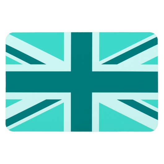 Turquoise en Blauwgroen Union Jack 2 Magneet (Horizontaal)