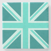 Turquoise en Blauwgroen Union Jack Style Stenen Onderzetter (Voorkant)