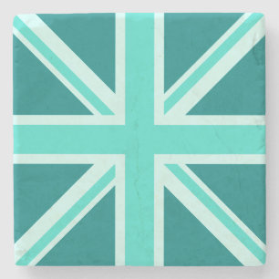 Turquoise en Blauwgroen Union Jack Style Stenen Onderzetter